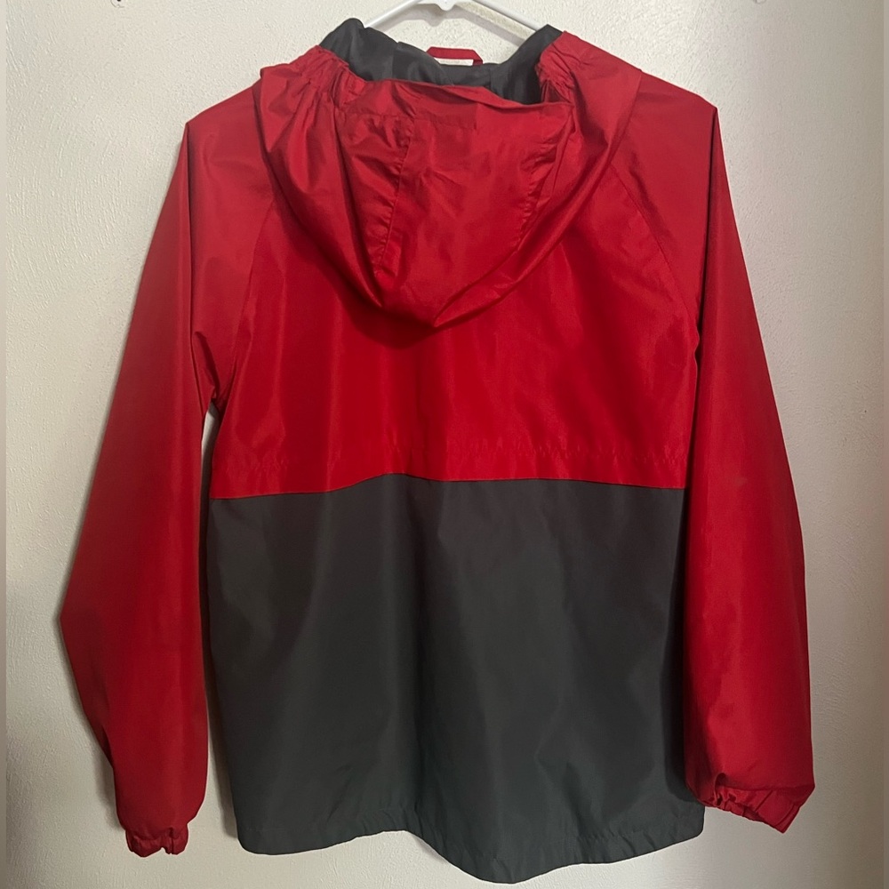 EDDIE BAUER Classic Lone Peak Waterproof Windbreaker Jacket Red Grey Boy's Sz L - Picture 5 of 5